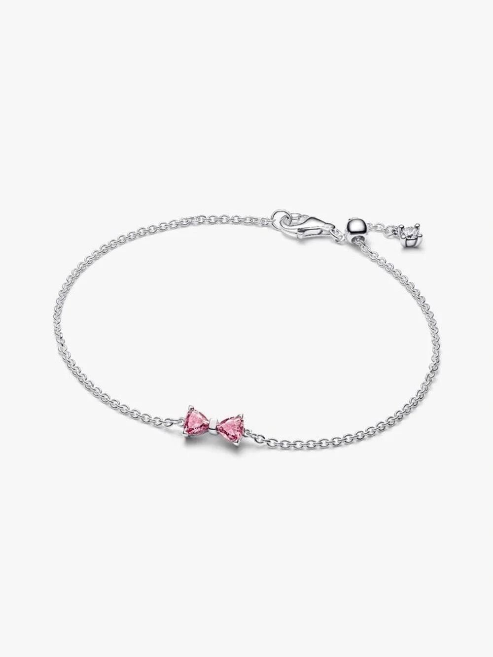 Pandora Silver Chain Bracelet with Pink Bow Accent